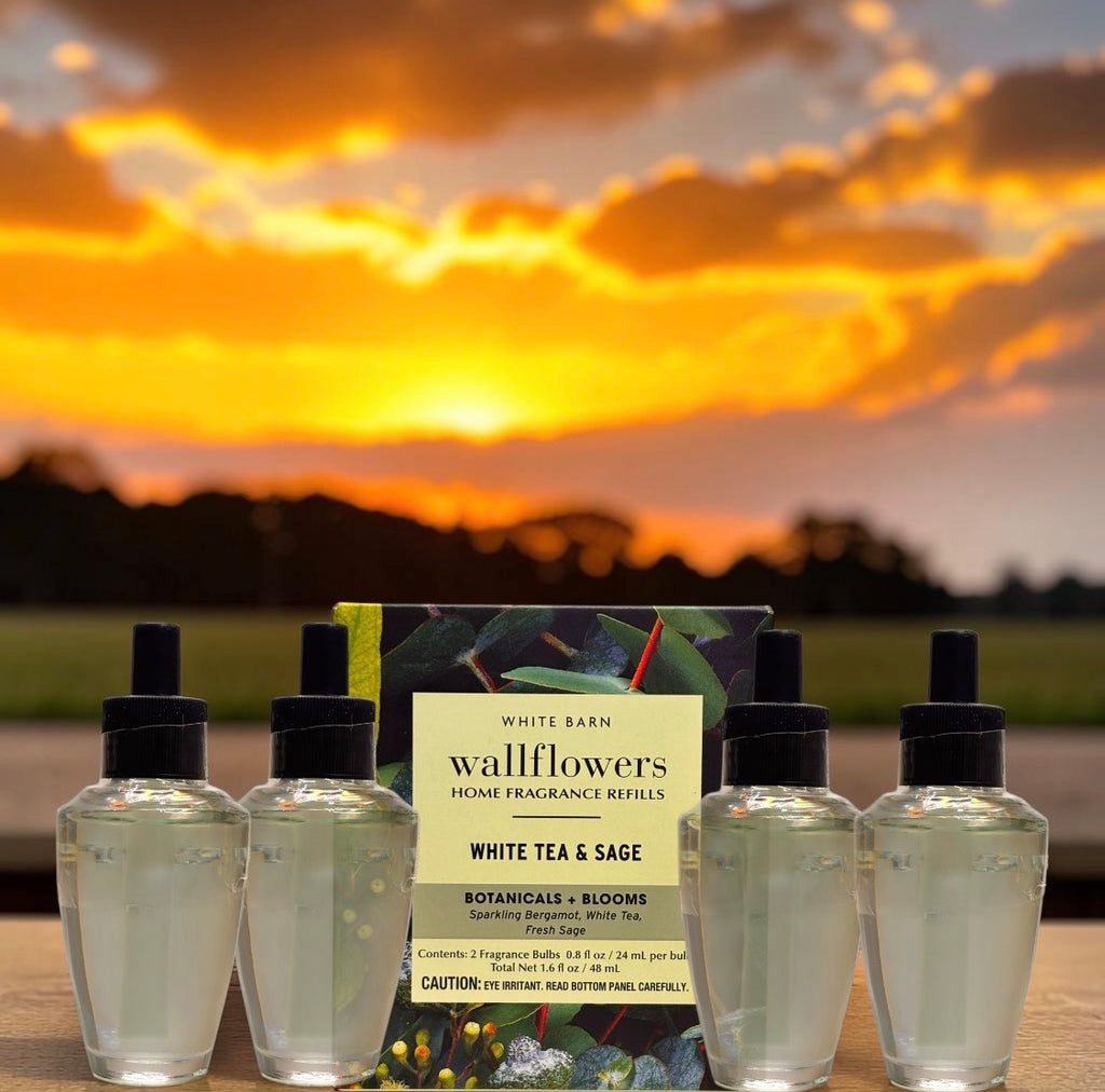 White Barn White Tea & Sage Wallflower Refill 4pack /Botanicals & Blooms Home Fragrance Plugs