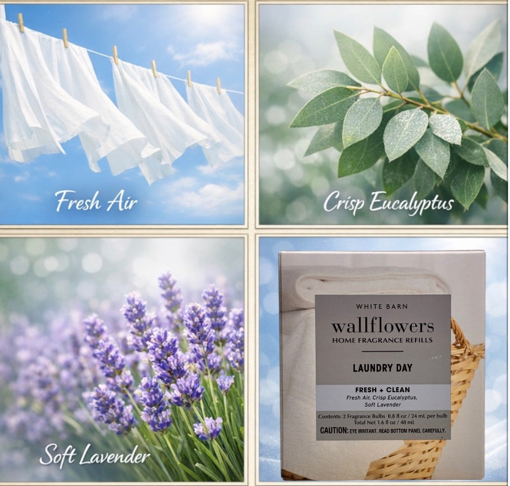 White Barn Wallflowers Refill Laundry Day / Fresh & Lavender Eucalyptus Home Fragrance Refill