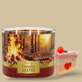 Campfire leaves Candle 14.5oz + Artisanal Shortcake soap (love from the heart design)