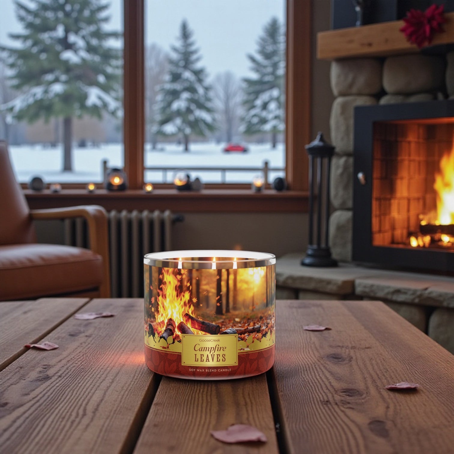 Campfire leaves Candle 14.5oz + Artisanal Shortcake soap (love from the heart design)