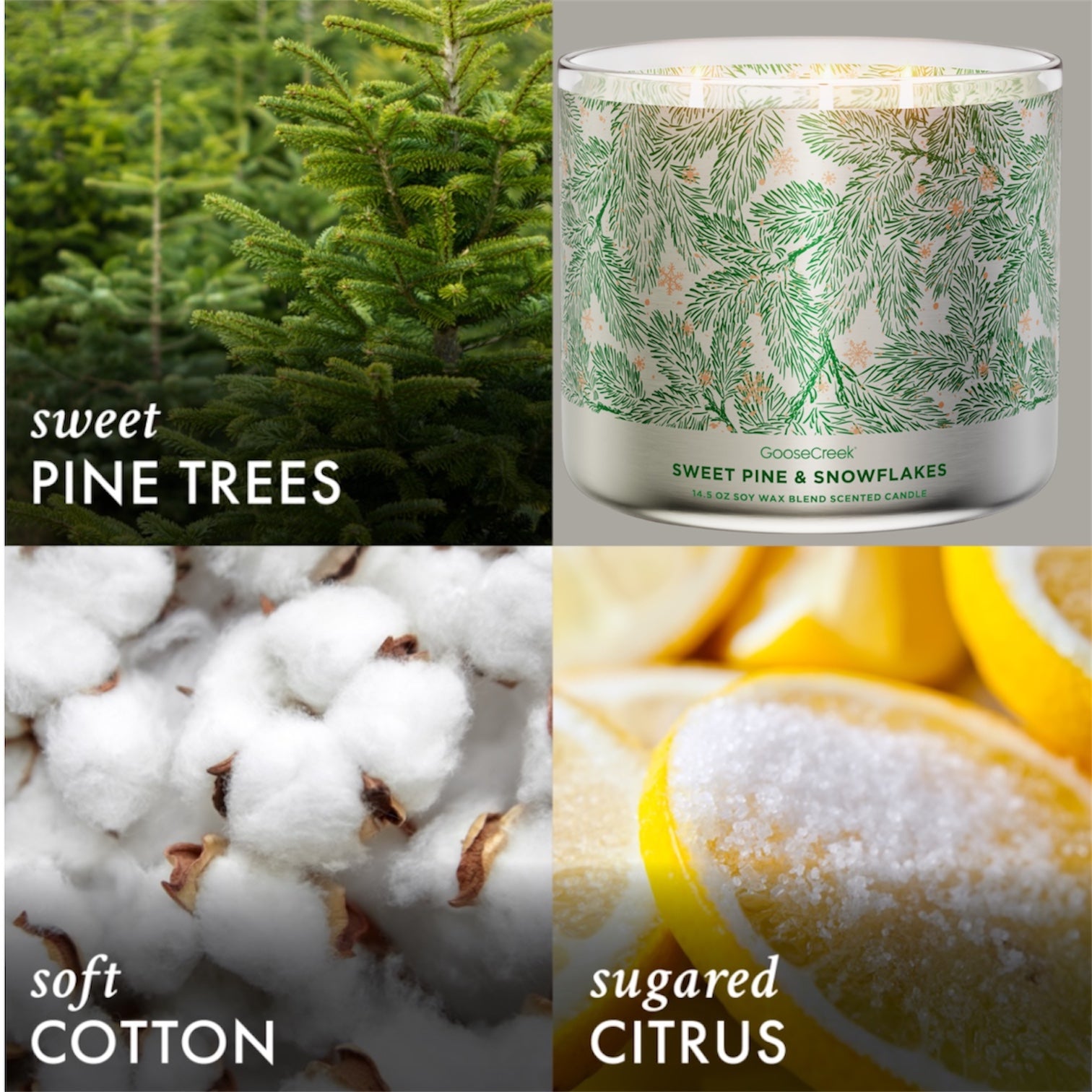 Sweet Pine & snowflackes Candle 14.5 oz + Artisanal Shortcacke soap (Love from the heart design)
