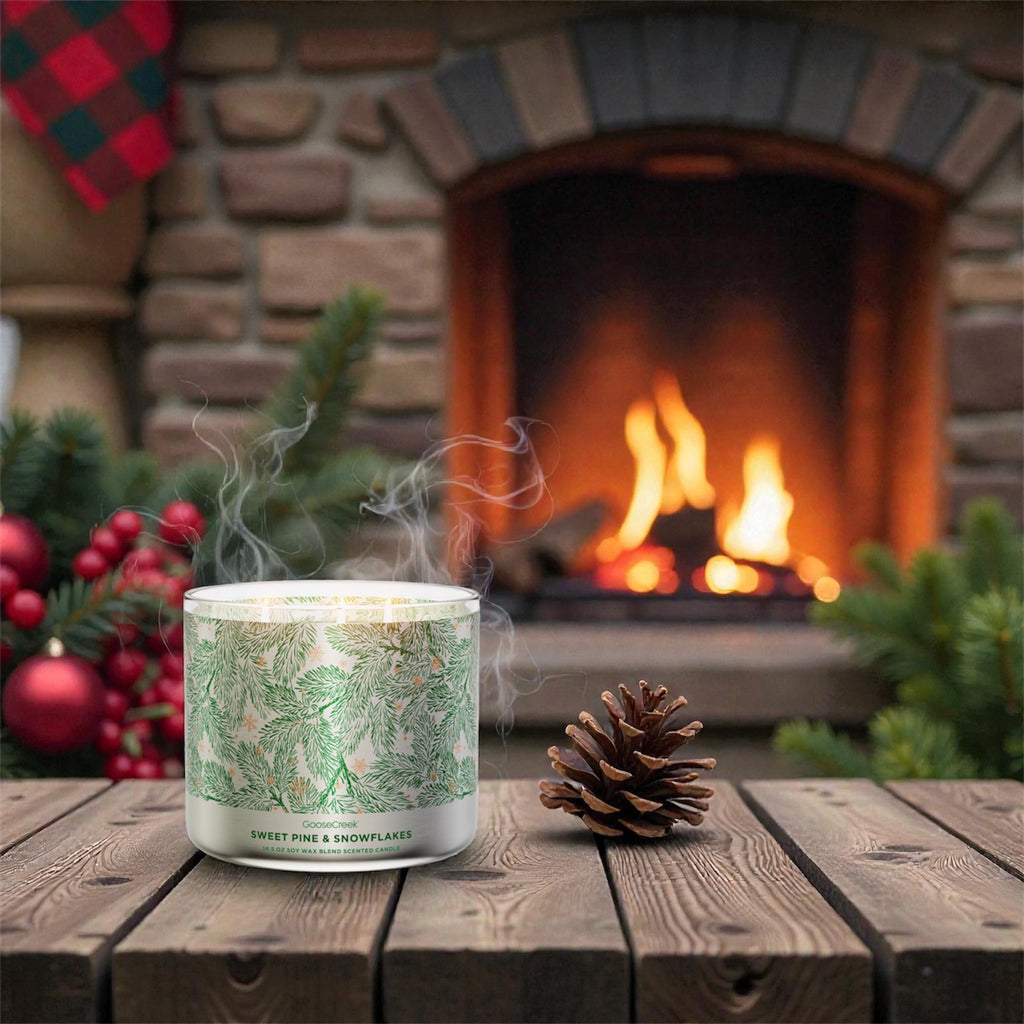 Sweet Pine & snowflackes Candle 14.5 oz + Artisanal Shortcacke soap (Love from the heart design)