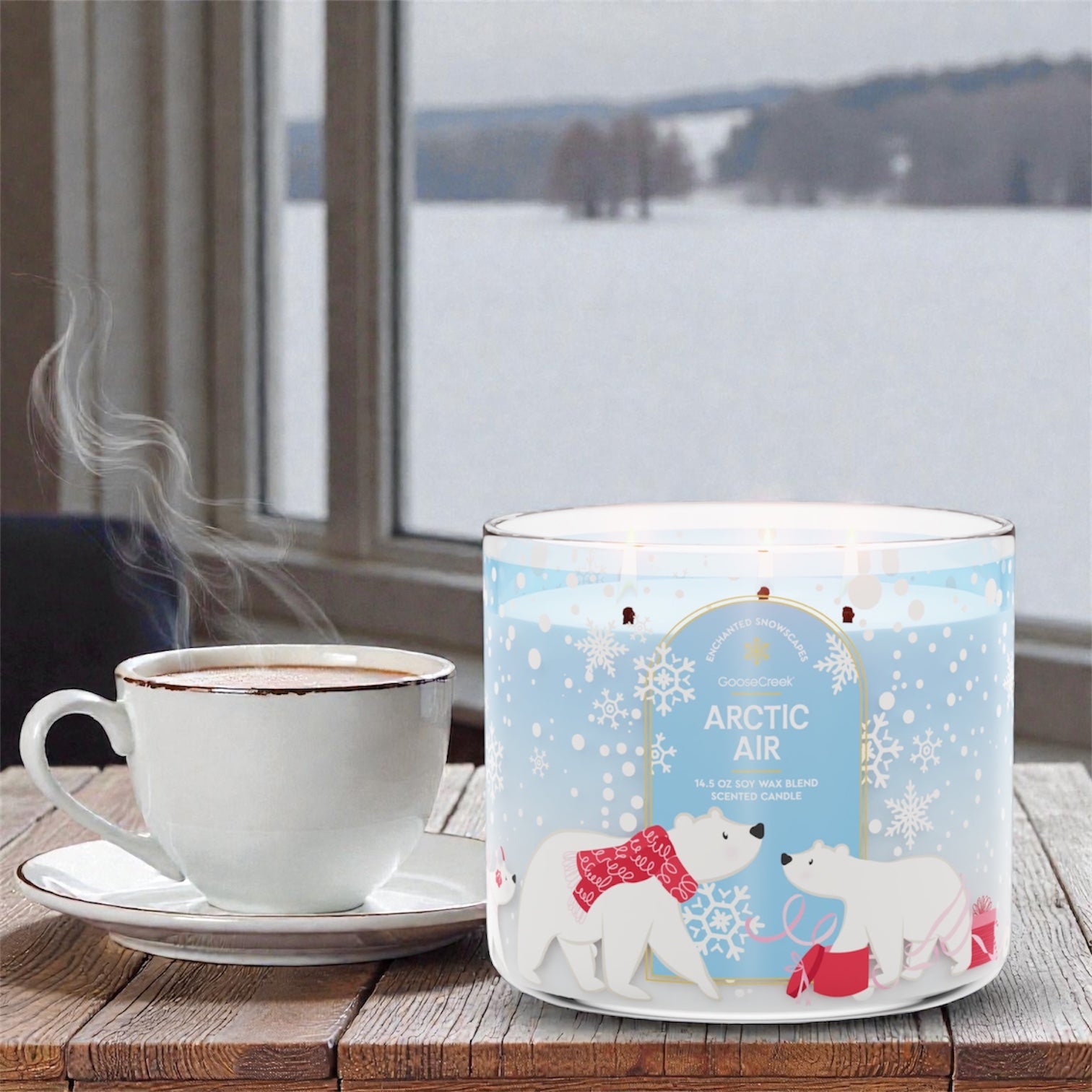 Artic Air candle 14.5oz + Artisanal Shortcake soap (love from the heart design)