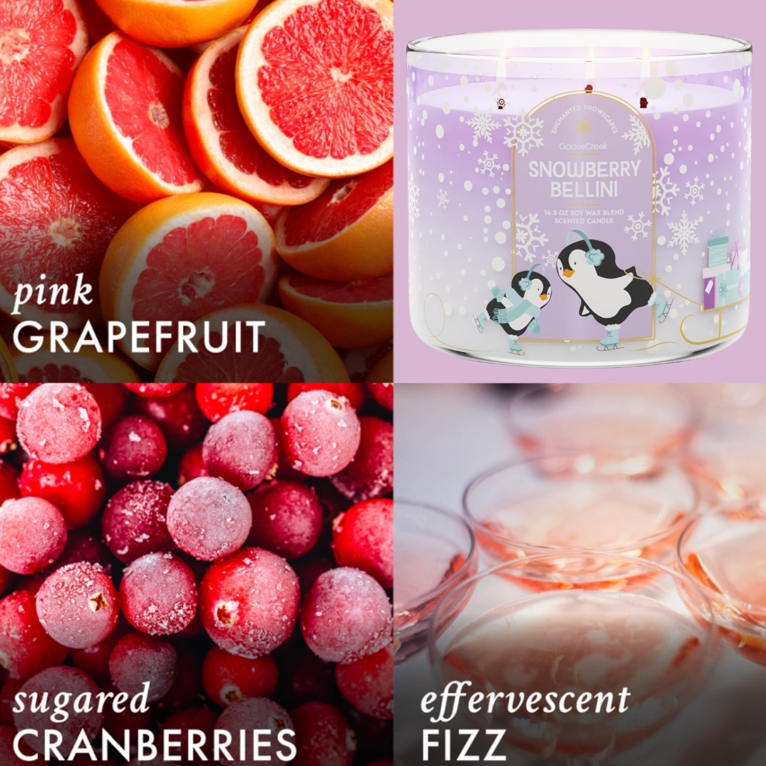 Snowberry Bellini (Echanted Snowscapes) Candle 14.5 soy wax +Artisanal Shortcake soap (Love from the heart design)
