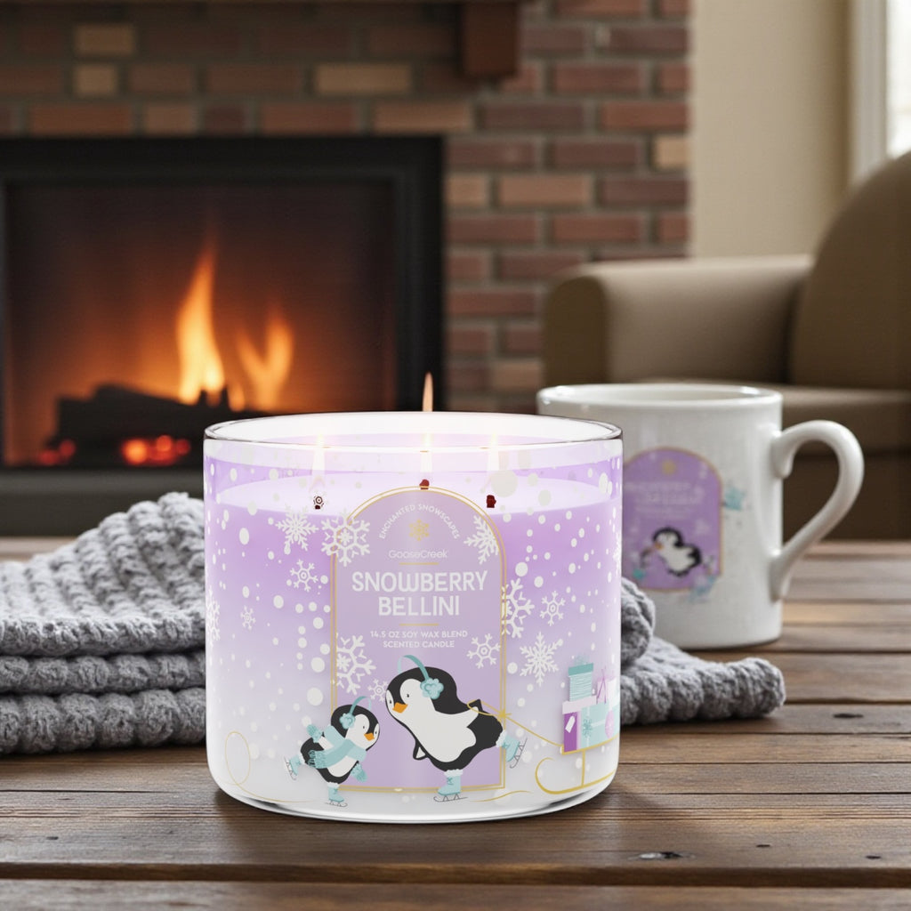 Snowberry Bellini (Echanted Snowscapes) Candle 14.5 soy wax +Artisanal Shortcake soap (Love from the heart design)