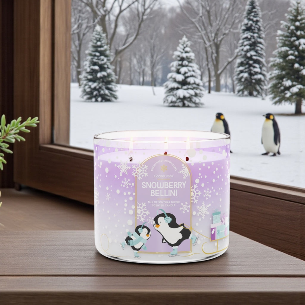 Snowberry Bellini (Echanted Snowscapes) Candle 14.5 soy wax +Artisanal Shortcake soap (Love from the heart design)