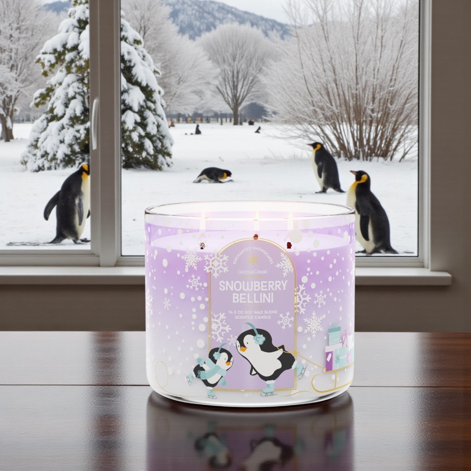 Snowberry Bellini (Echanted Snowscapes) Candle 14.5 soy wax +Artisanal Shortcake soap (Love from the heart design)