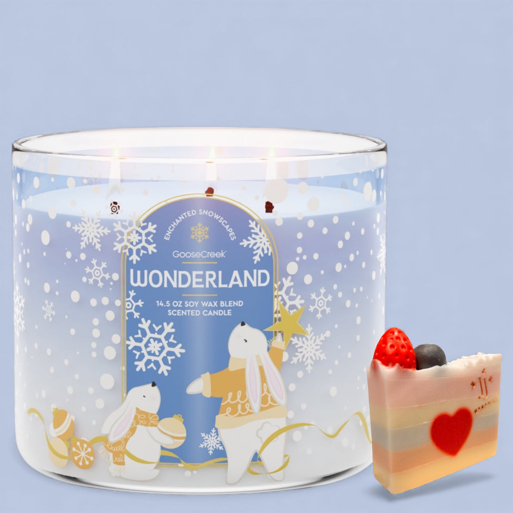 Wonderland (Enchanted snowscapes) candle 14.5 oz + Artisanal shortcake soap ( love from the heart)