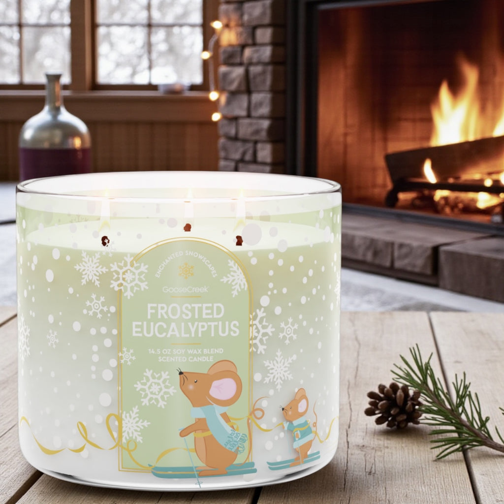 Frosted Eucalyptus Candle 14.5 oz + Artisanal Shortcake soap (love from the Heart design)