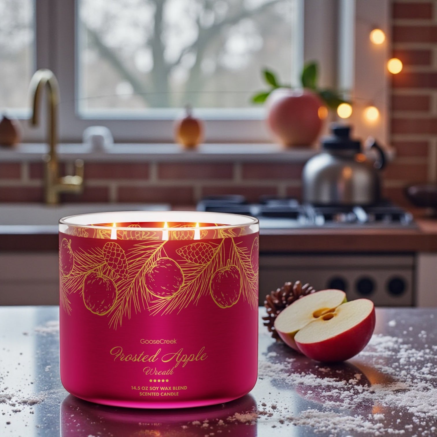 Frosted Apple Candle 14.5 oz + Artisanal shortcake soap (love in the heart design)