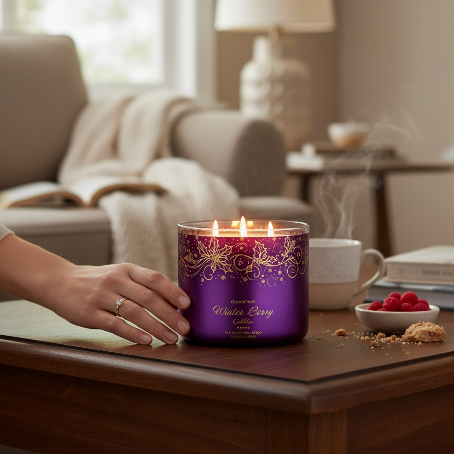 Winter Berry Cobler Candle 14.5 oz + Artisanal shortcake soap (Love from the heart design)