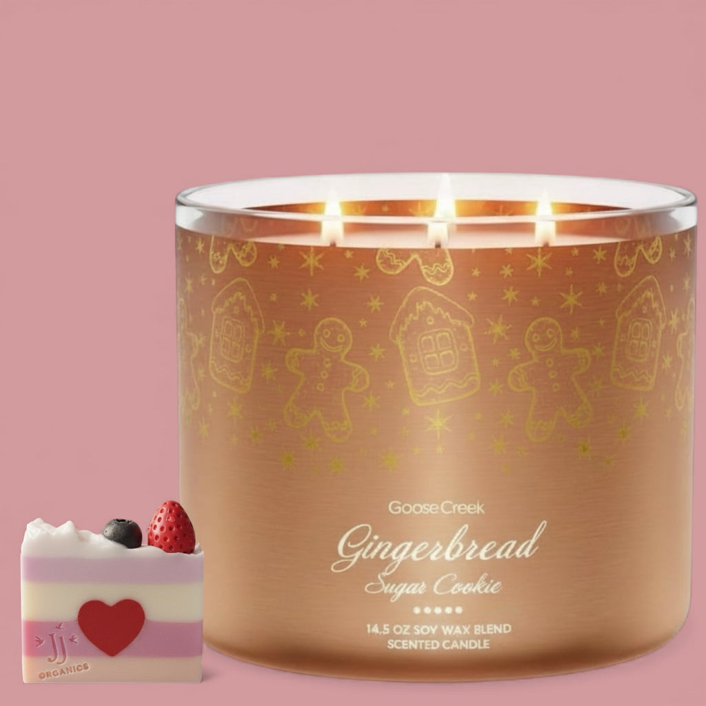 Gingerbread Sugar Cookie Candle 14.5 oz + Artisanal Shortcake Soap (Love from the Heart design)