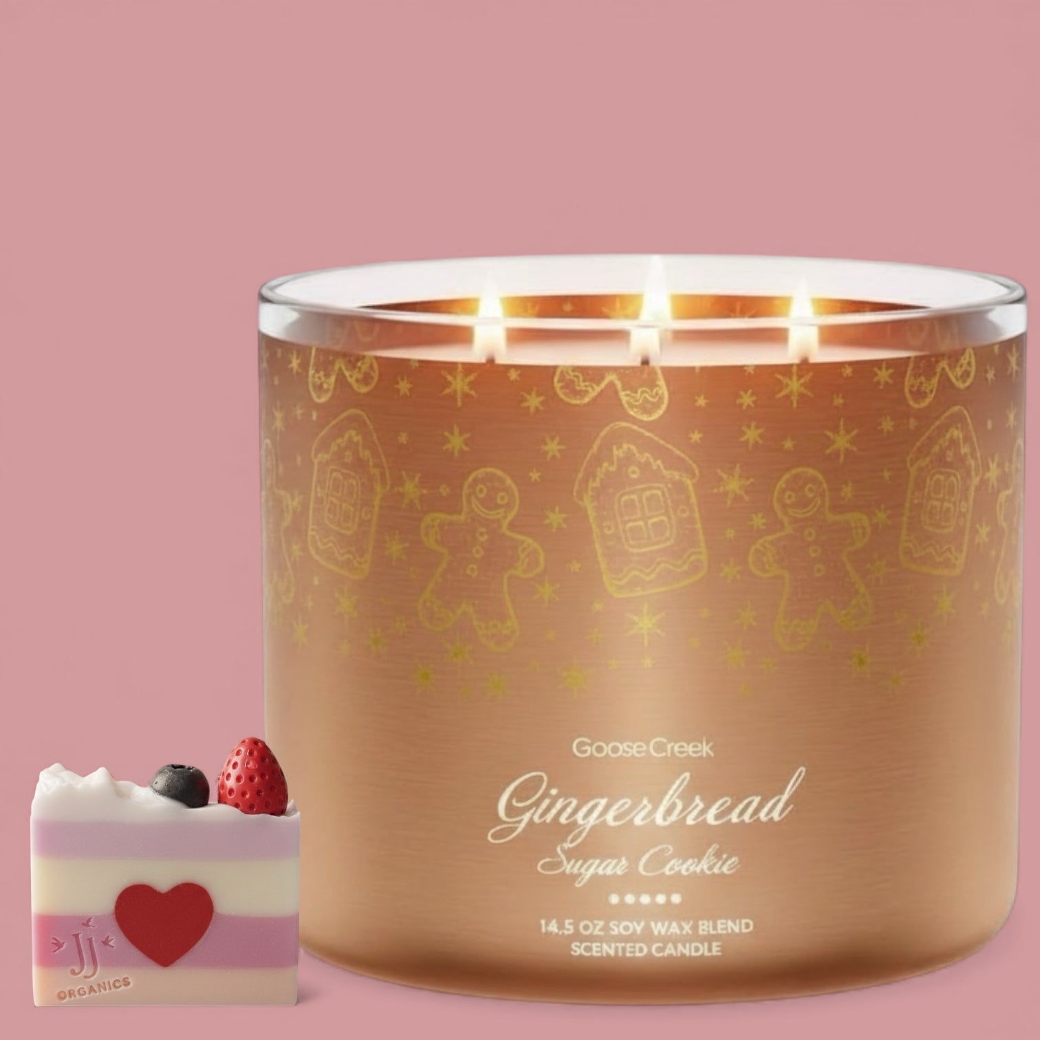 Gingerbread Sugar Cookie Candle 14.5 oz + Artisanal Shortcake Soap (Love from the Heart design)