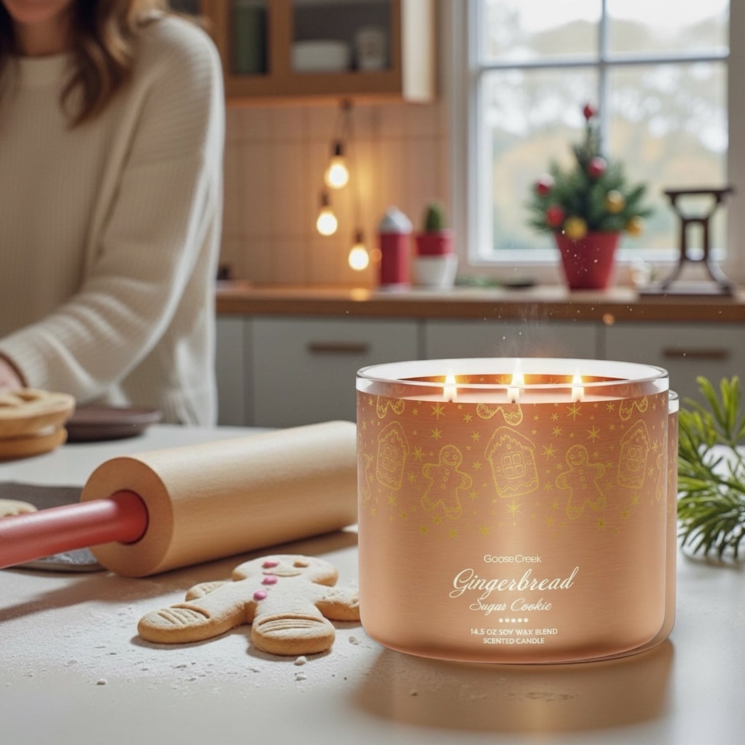 Gingerbread Sugar Cookie Candle 14.5 oz + Artisanal Shortcake Soap (Love from the Heart design)
