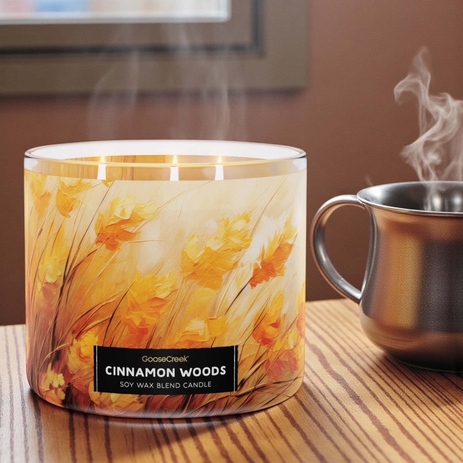 Cinnamon Woods Candle 14.5oz + Artisanal shortcake soap (love from the heart design)