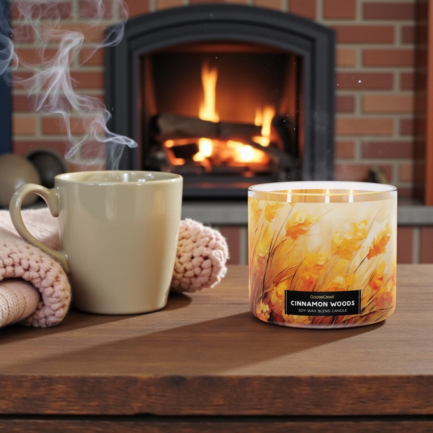 Cinnamon Woods Candle 14.5oz + Artisanal shortcake soap (love from the heart design)