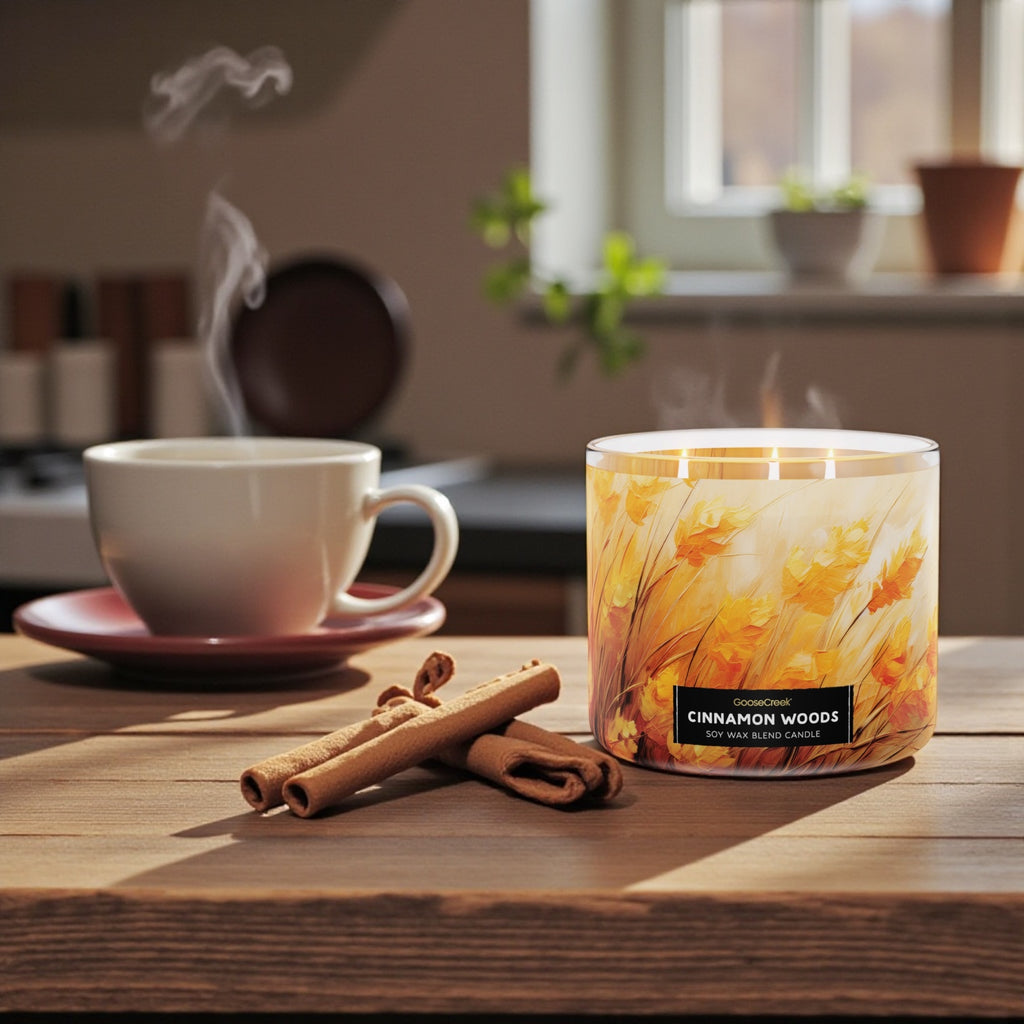 Cinnamon Woods Candle 14.5oz + Artisanal shortcake soap (love from the heart design)