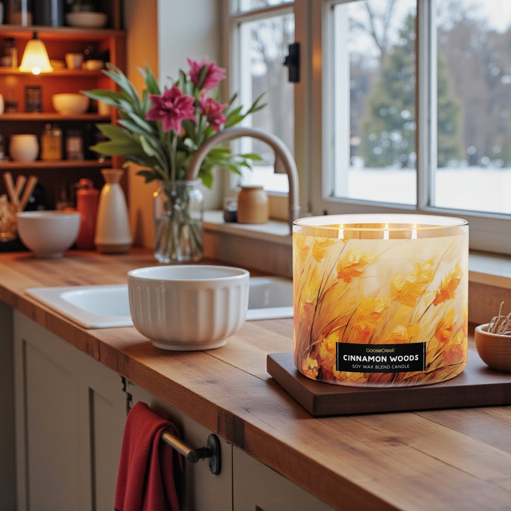 Cinnamon Woods Candle 14.5oz + Artisanal shortcake soap (love from the heart design)