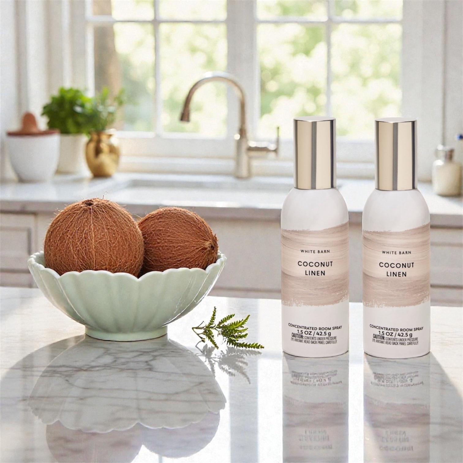 White &Barn Coconut Linen Concentrated Room Spray, 1.5 oz / 42.5g, Set of 2