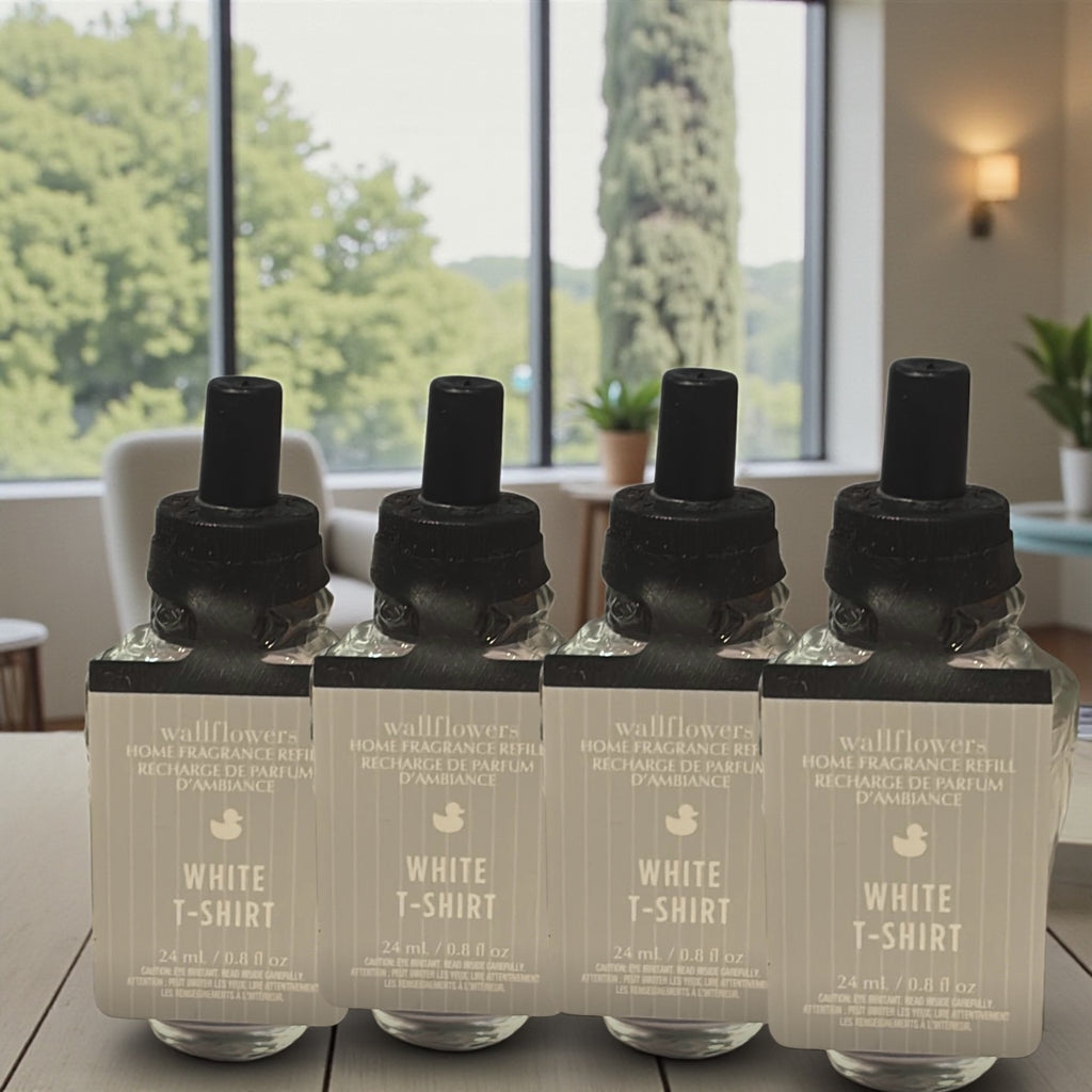 Wallflowers White T-Shirt Home Fragrance Refill, 24ml/0.8fl oz, 4-Pack