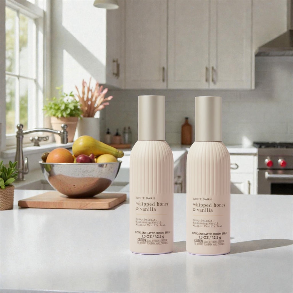 WHITE &BARN Whipped Honey & Vanilla Concentrated Room Spray, 1.5 OZ/42.5g, 2-Pack, Honey Drizzle Blossoming Neroli