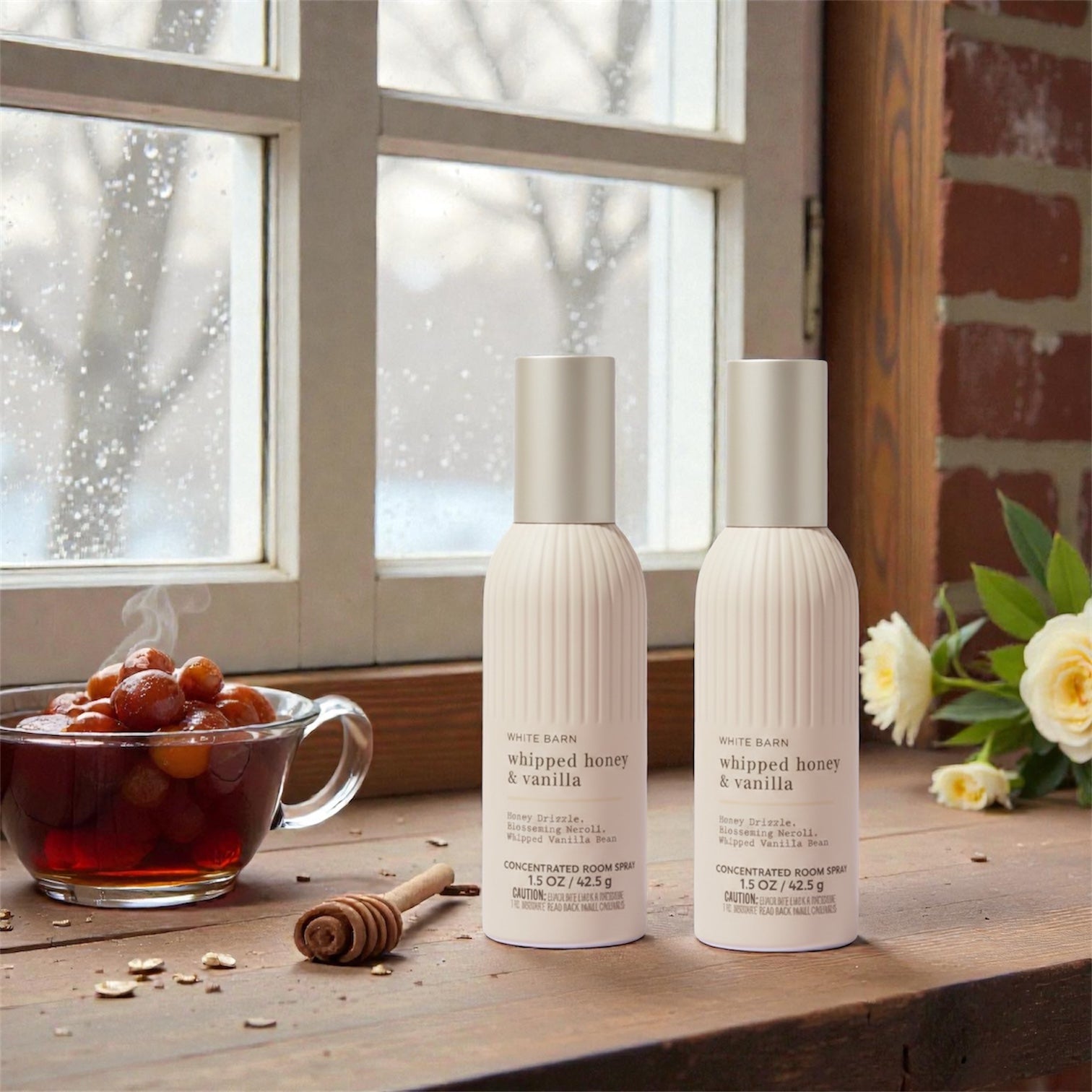 WHITE &BARN Whipped Honey & Vanilla Concentrated Room Spray, 1.5 OZ/42.5g, 2-Pack, Honey Drizzle Blossoming Neroli