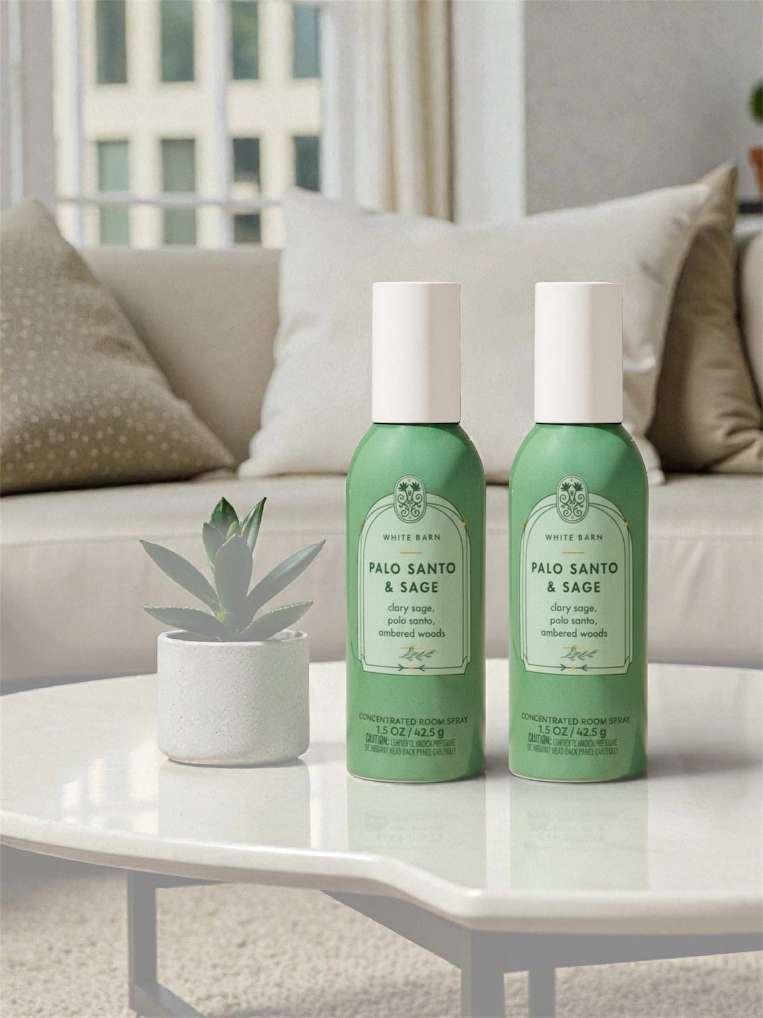 White &Barn Palo Santo & Sage Concentrated Room Spray, Clary Sage, Ambered Woods, 1.5 oz, 2-Pack