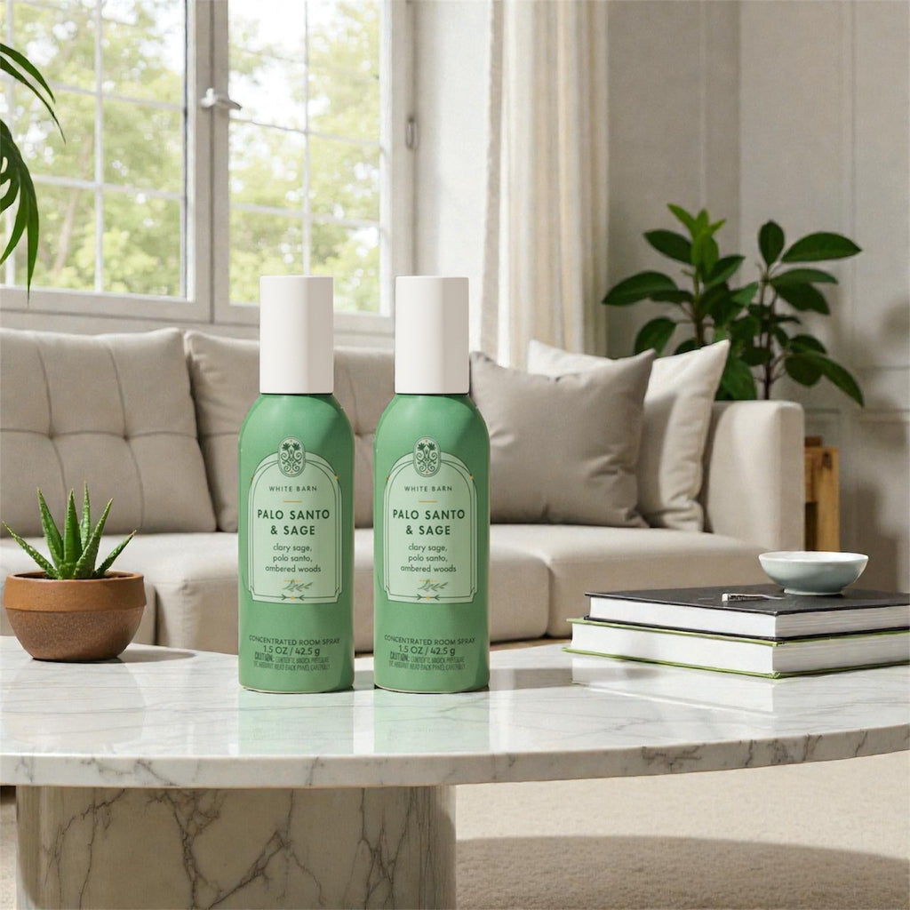 White &Barn Palo Santo & Sage Concentrated Room Spray, Clary Sage, Ambered Woods, 1.5 oz, 2-Pack