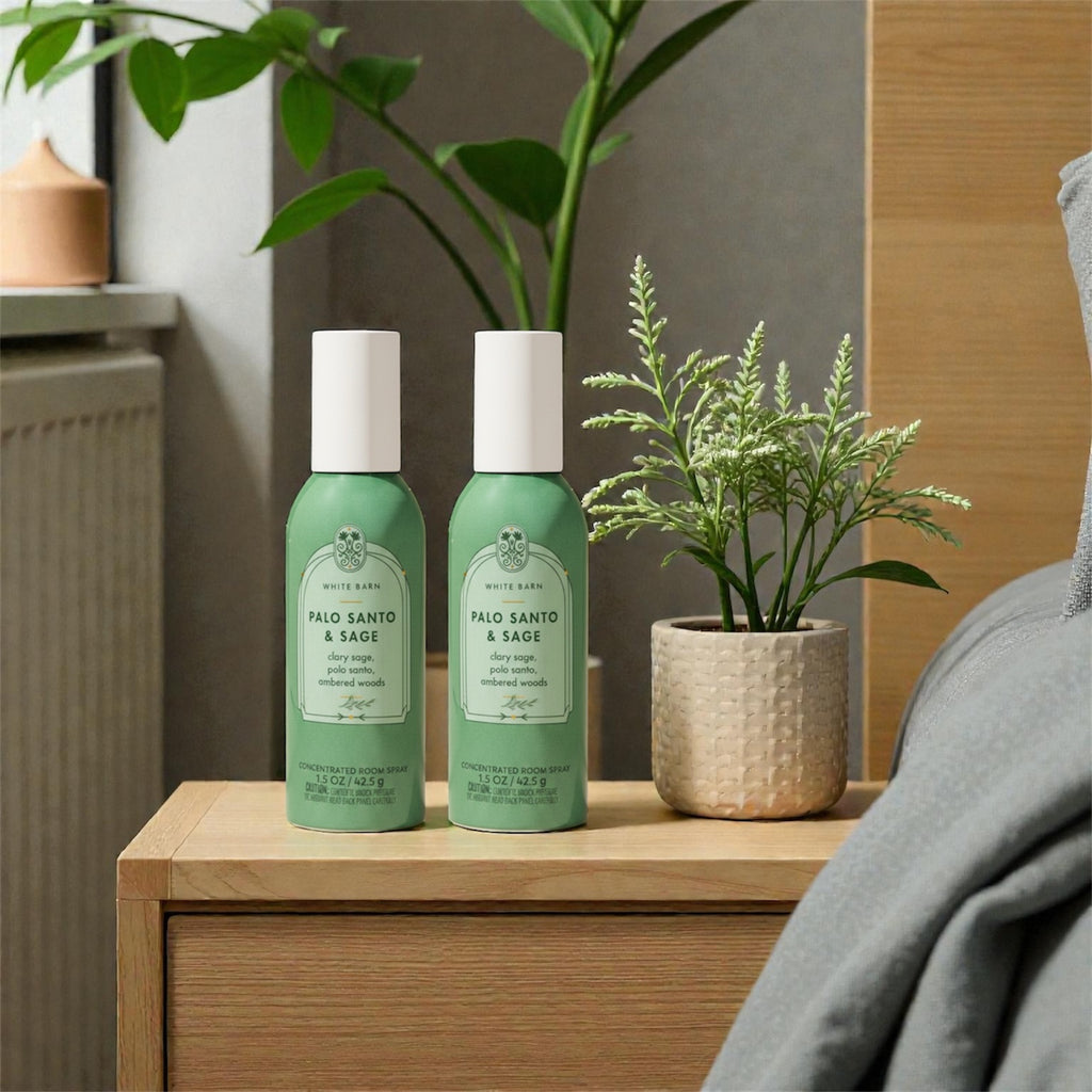 White &Barn Palo Santo & Sage Concentrated Room Spray, Clary Sage, Ambered Woods, 1.5 oz, 2-Pack