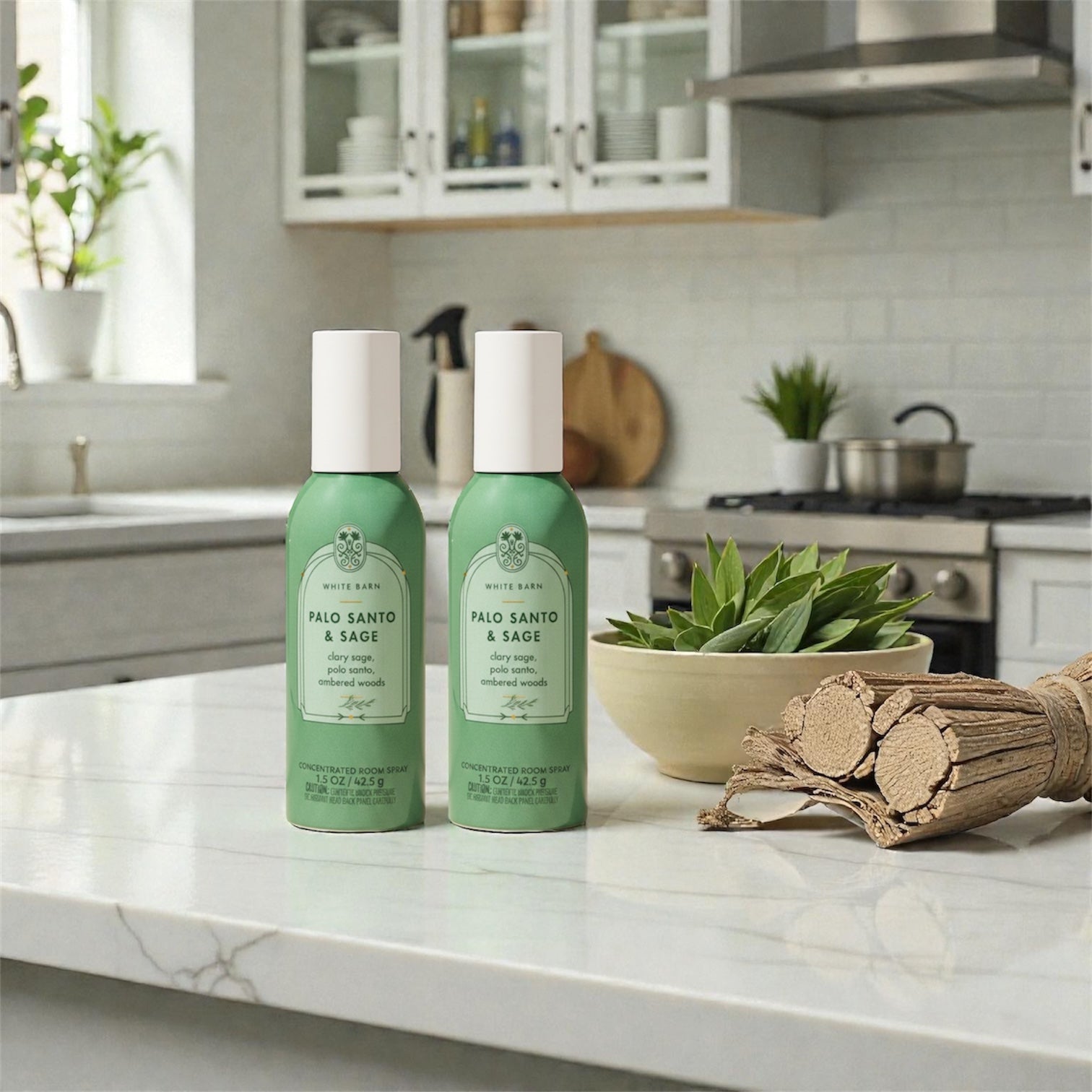 White &Barn Palo Santo & Sage Concentrated Room Spray, Clary Sage, Ambered Woods, 1.5 oz, 2-Pack