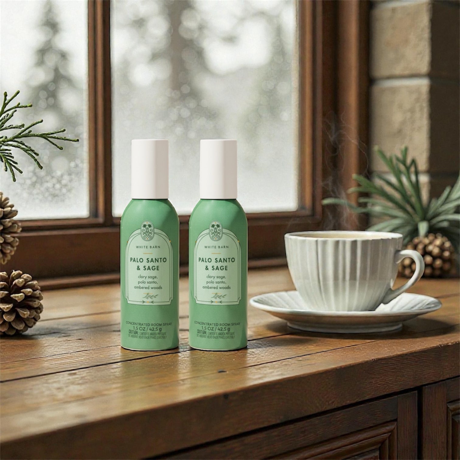 White &Barn Palo Santo & Sage Concentrated Room Spray, Clary Sage, Ambered Woods, 1.5 oz, 2-Pack