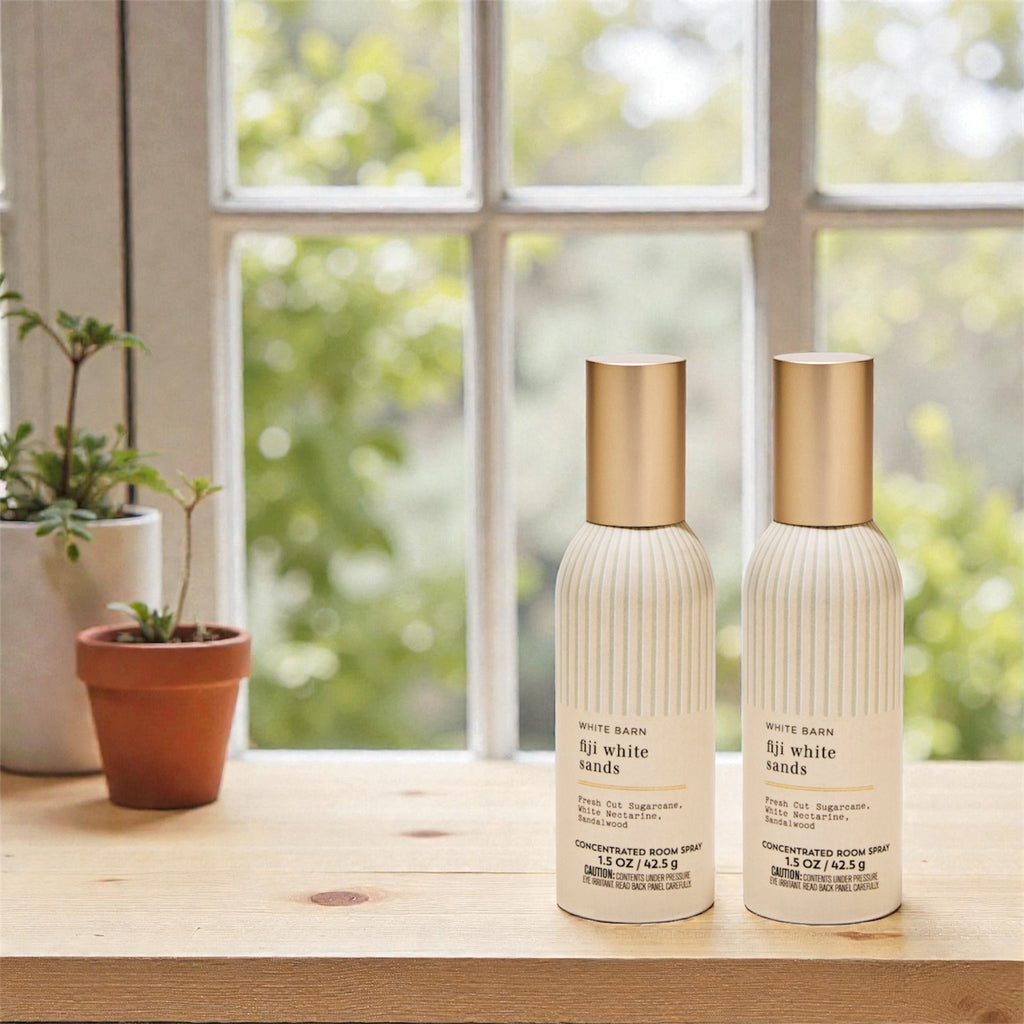 White &Barn Fiji White Sands Concentrated Room Spray, Fresh Cut Sugarcane, White Nectarine, Sandalwood, 1.5 oz, 2 Pack