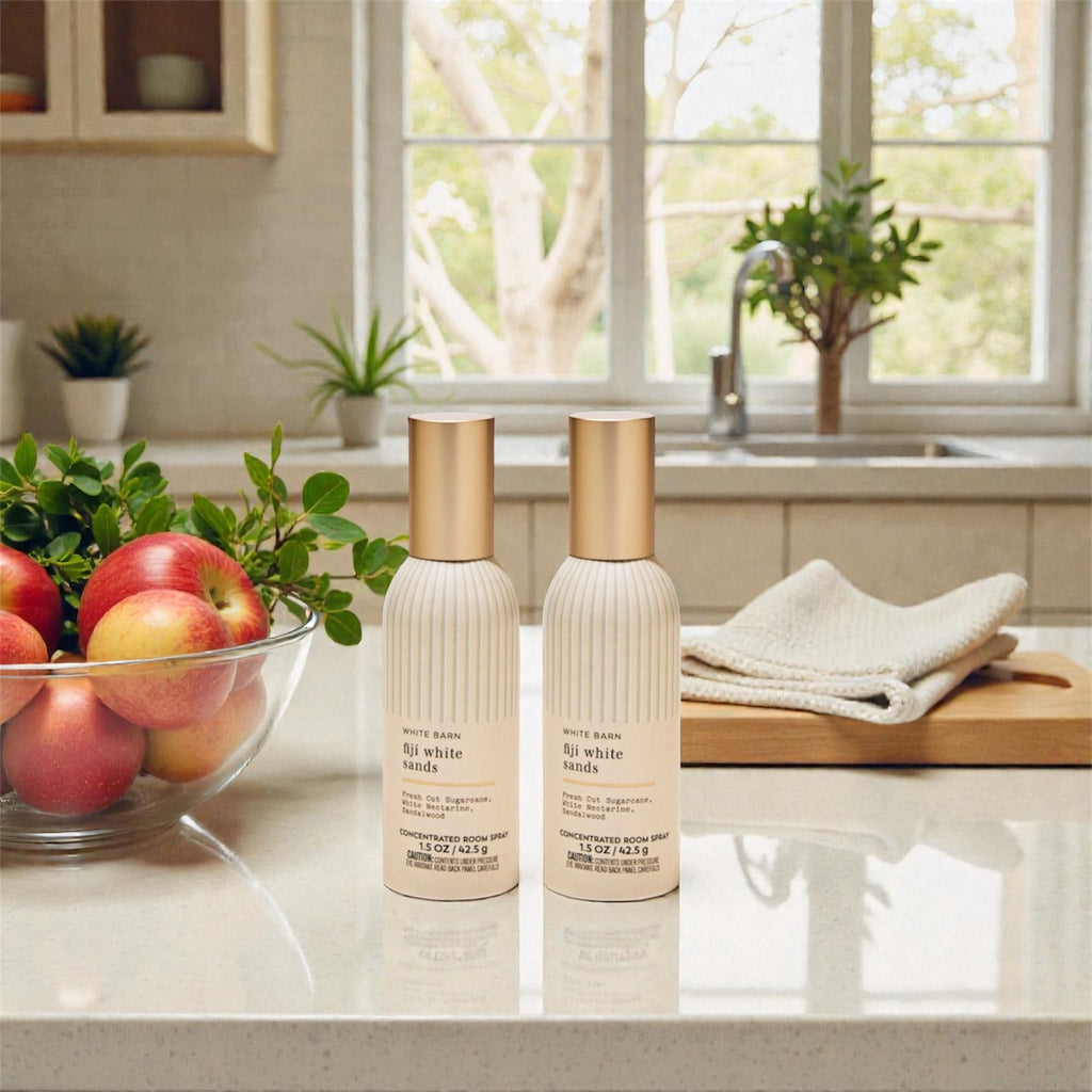 White &Barn Fiji White Sands Concentrated Room Spray, Fresh Cut Sugarcane, White Nectarine, Sandalwood, 1.5 oz, 2 Pack