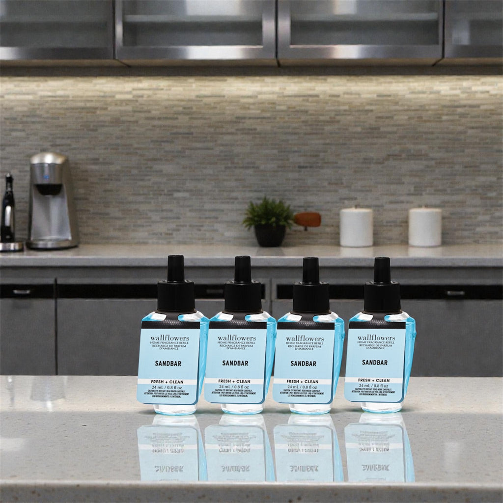 Wallflowers Sandbar Home Fragrance Refill, Fresh + Clean Scent, 24 mL / 0.8 fl oz, 4 Pack