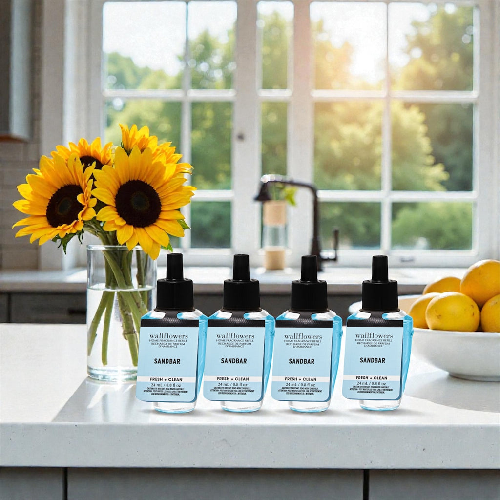 Wallflowers Sandbar Home Fragrance Refill, Fresh + Clean Scent, 24 mL / 0.8 fl oz, 4 Pack
