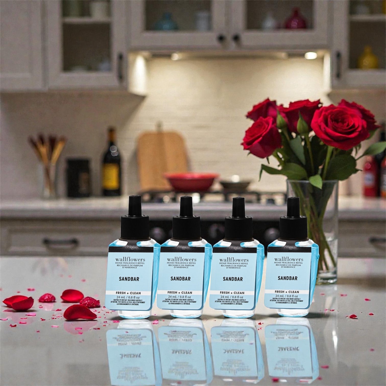 Wallflowers Sandbar Home Fragrance Refill, Fresh + Clean Scent, 24 mL / 0.8 fl oz, 4 Pack