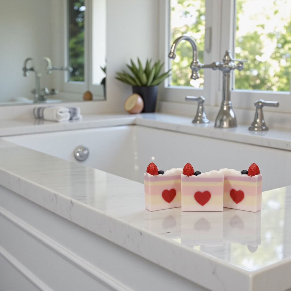 Goat milk artisanal soap Love from the heart set of 3