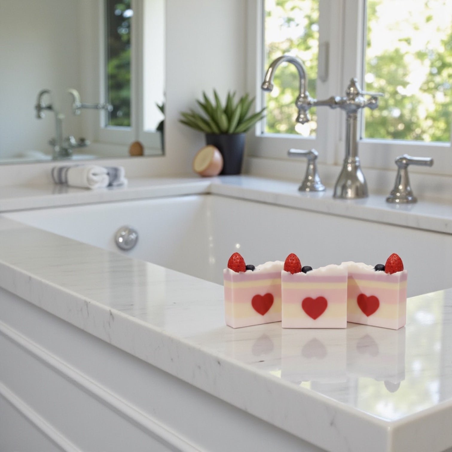 Goat milk artisanal soap Love from the heart set of 3