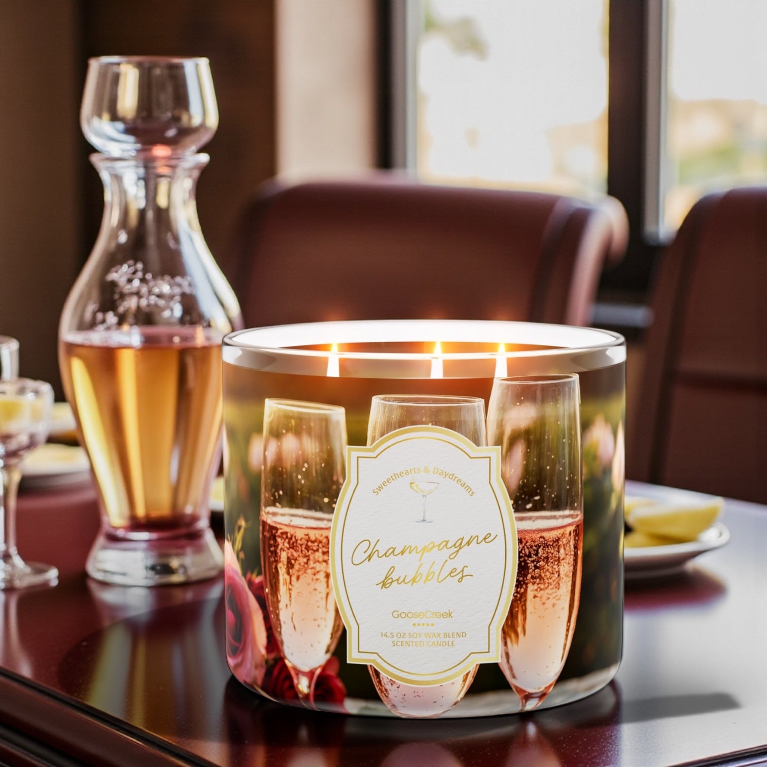 Candle 14.5 oz Champagne Bubbles & Love from the Heart artisanal goat milk soap