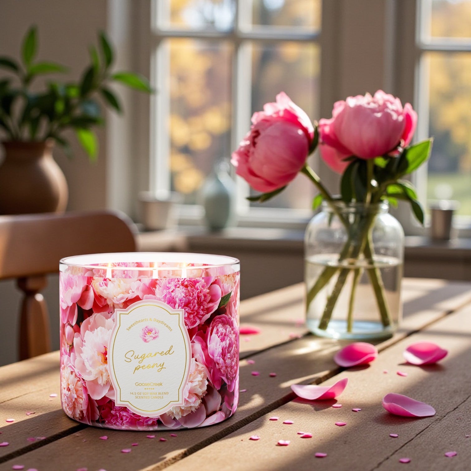 Candle 14.5 oz Sugared Peony & Love from the Heart artisanal goat milk soap as a gift