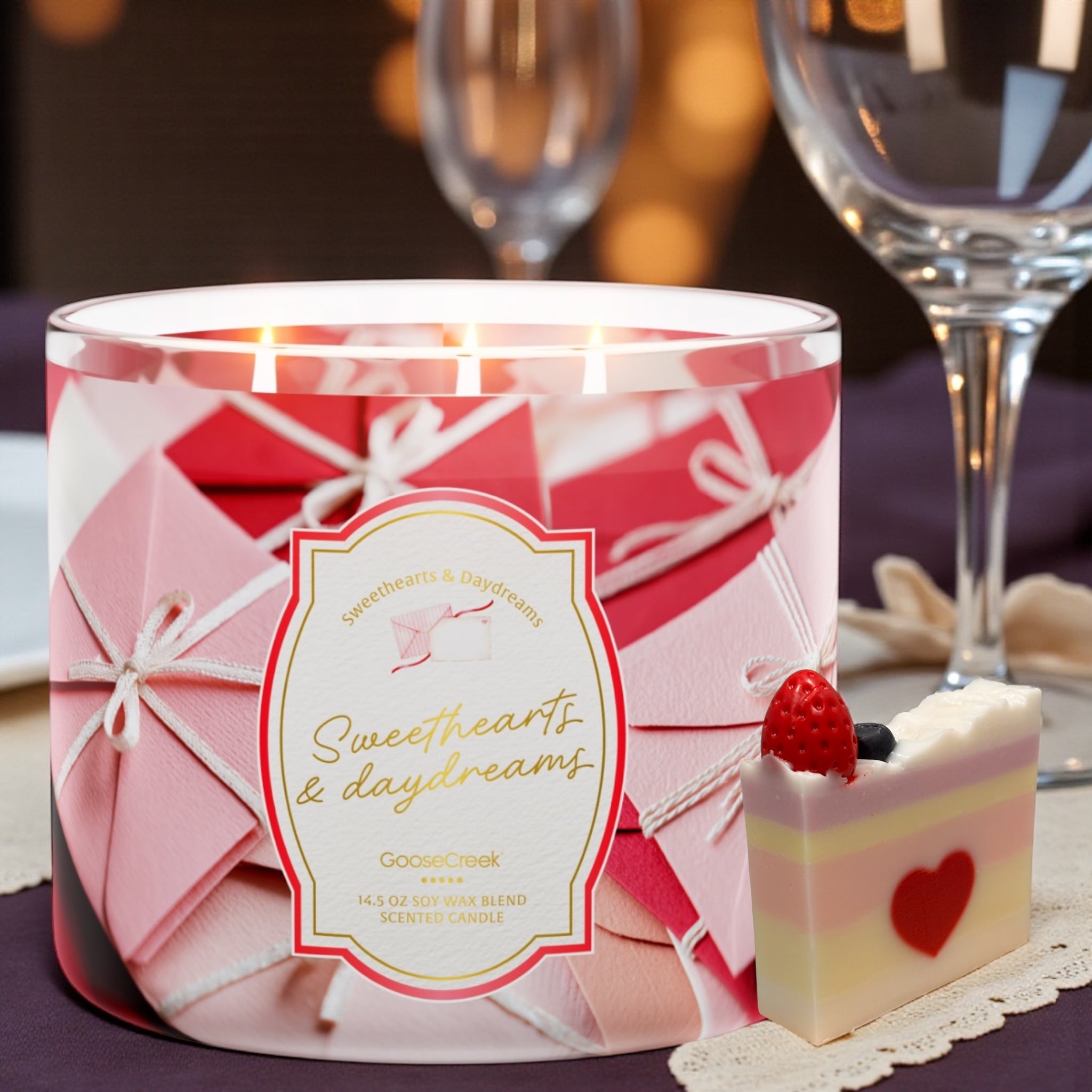 Candle 14.5 oz Sweethearts & daydreams & love from the heart artisanal Goat Milk soap