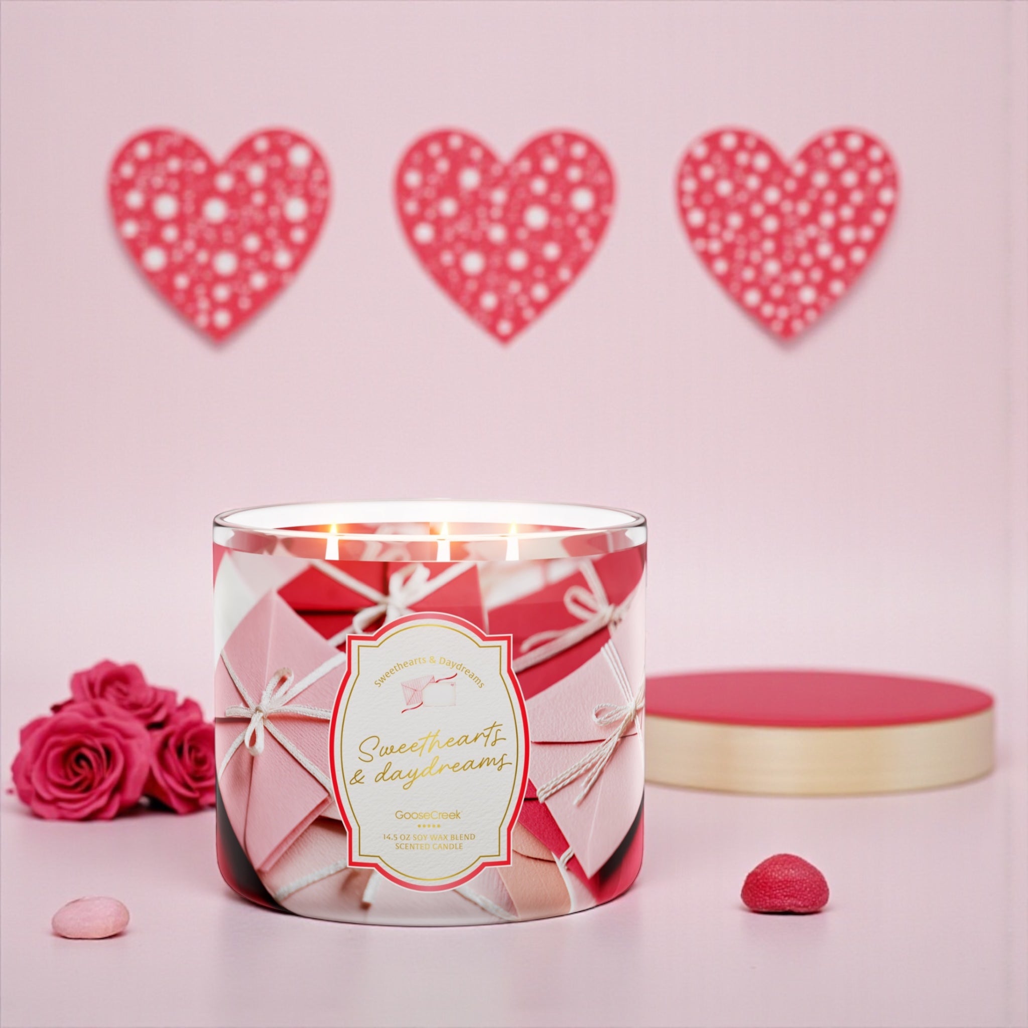 Candle 14.5 oz Sweethearts & daydreams & love from the heart artisanal Goat Milk soap