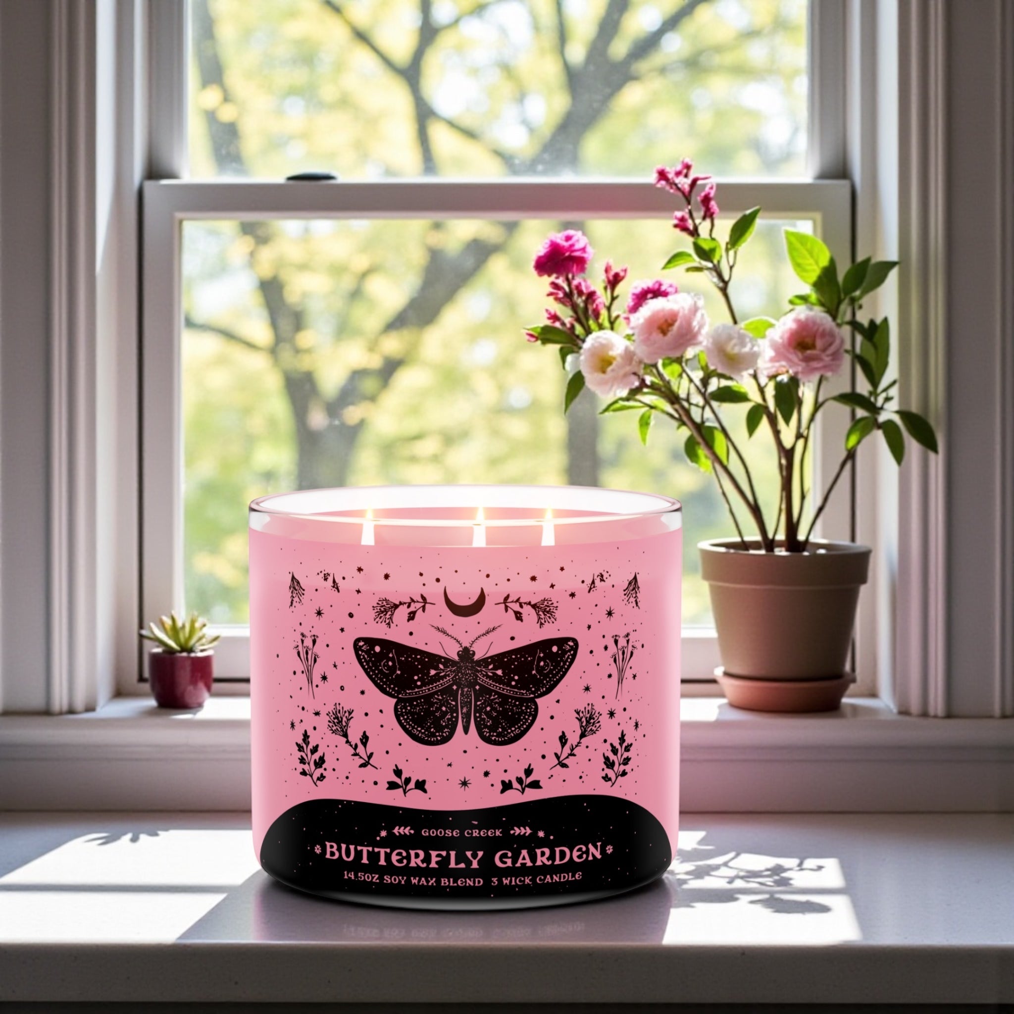 Candle 14.5 oz Butterfly Garden & Birds in love artisanal goat milk soap as a gift