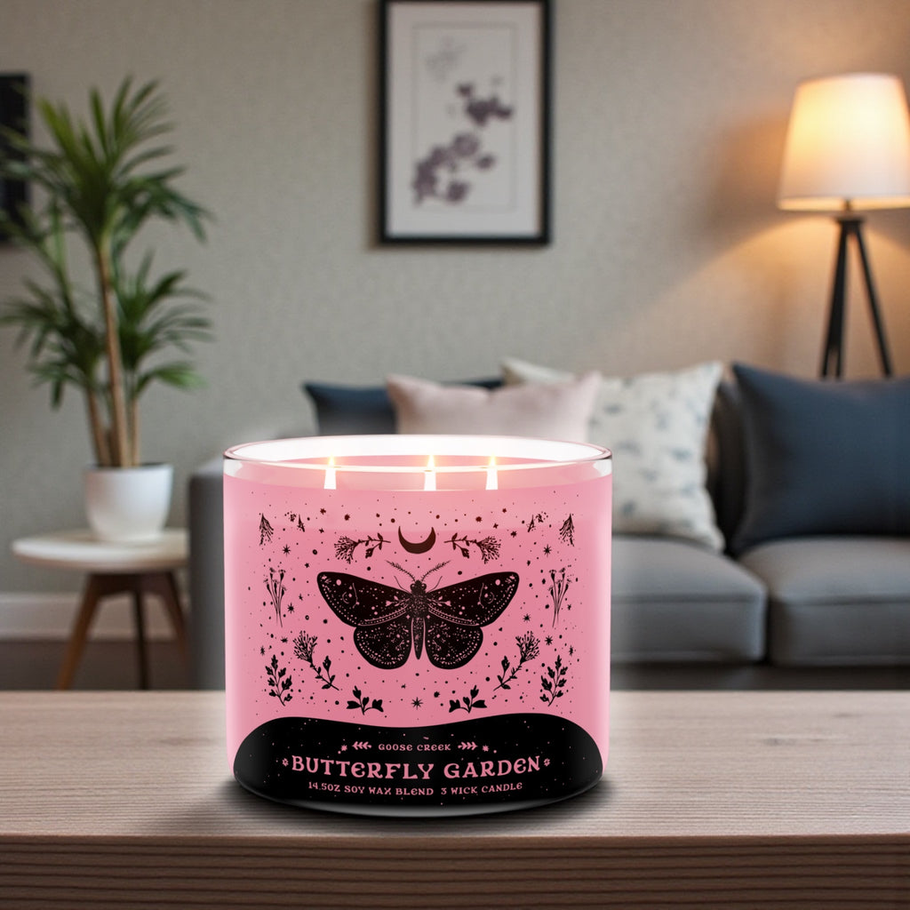 Candle 14.5 oz Butterfly Garden & Birds in love artisanal goat milk soap as a gift