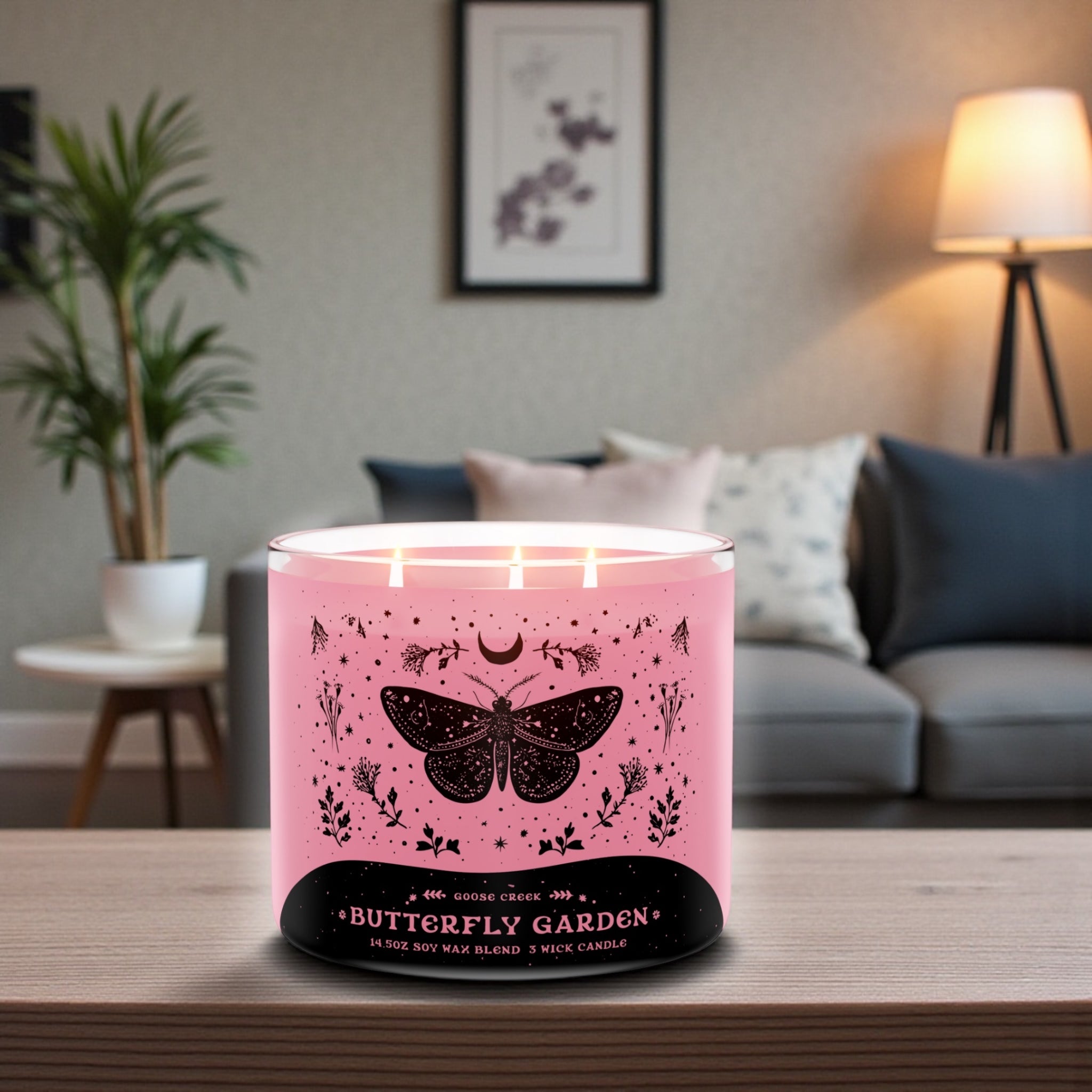 Candle 14.5 oz Butterfly Garden & Birds in love artisanal goat milk soap as a gift