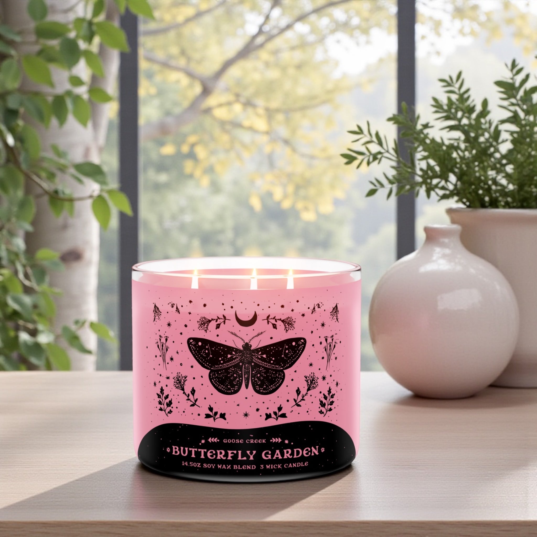 Candle 14.5 oz Butterfly Garden & Birds in love artisanal goat milk soap as a gift