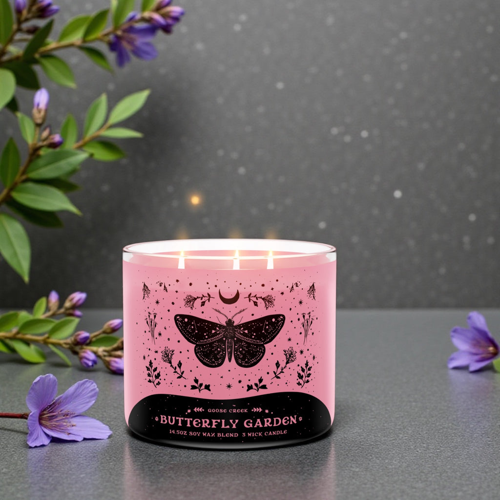 Candle 14.5 oz Butterfly Garden & Birds in love artisanal goat milk soap as a gift