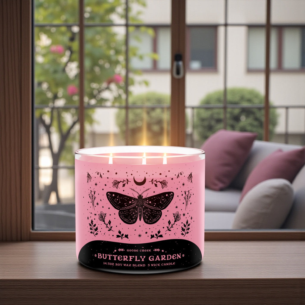 Candle 14.5 oz Butterfly Garden & Birds in love artisanal goat milk soap as a gift