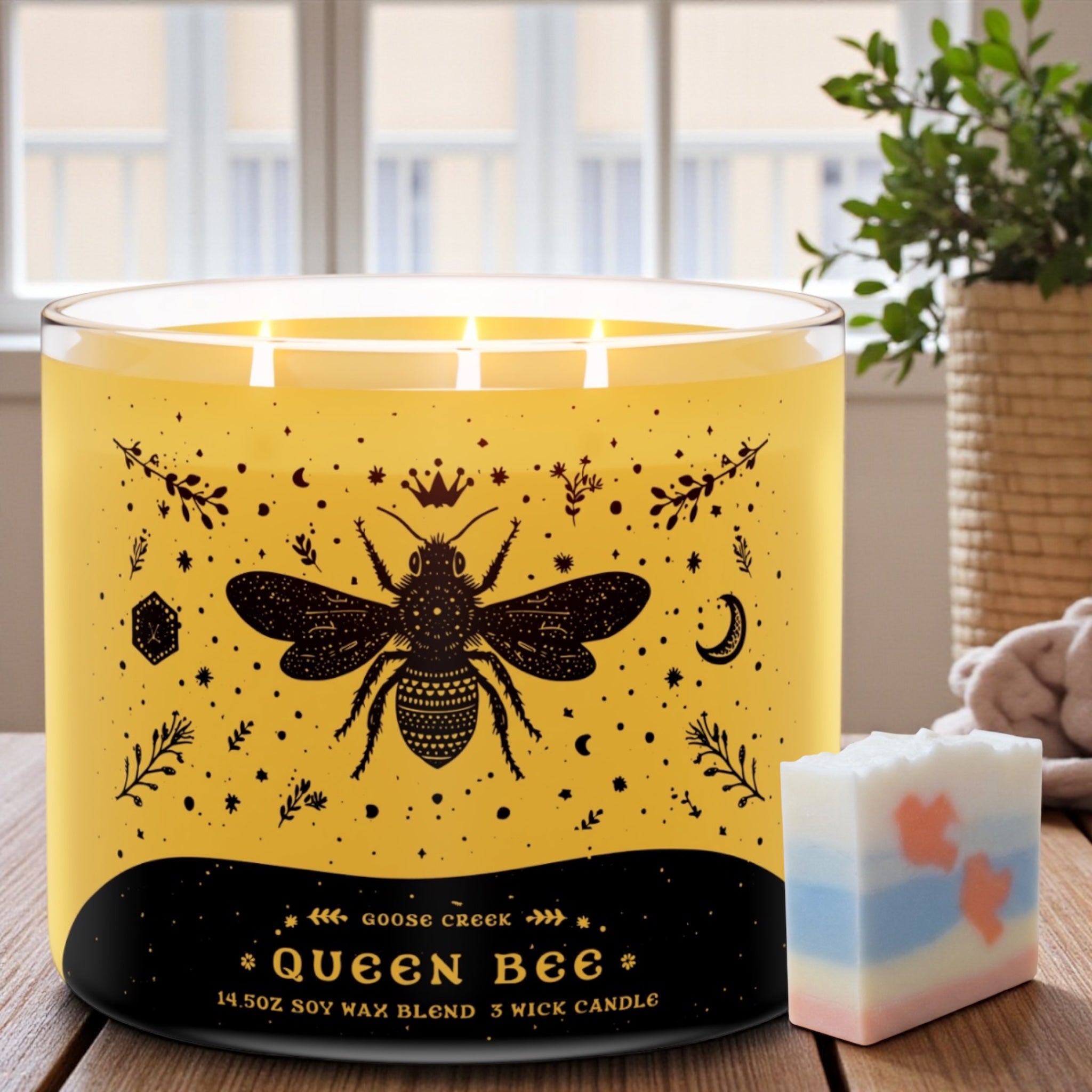 Queen Bee Candle 14.5oz & Artisanal (Birds in love design)got milk soap as a gift