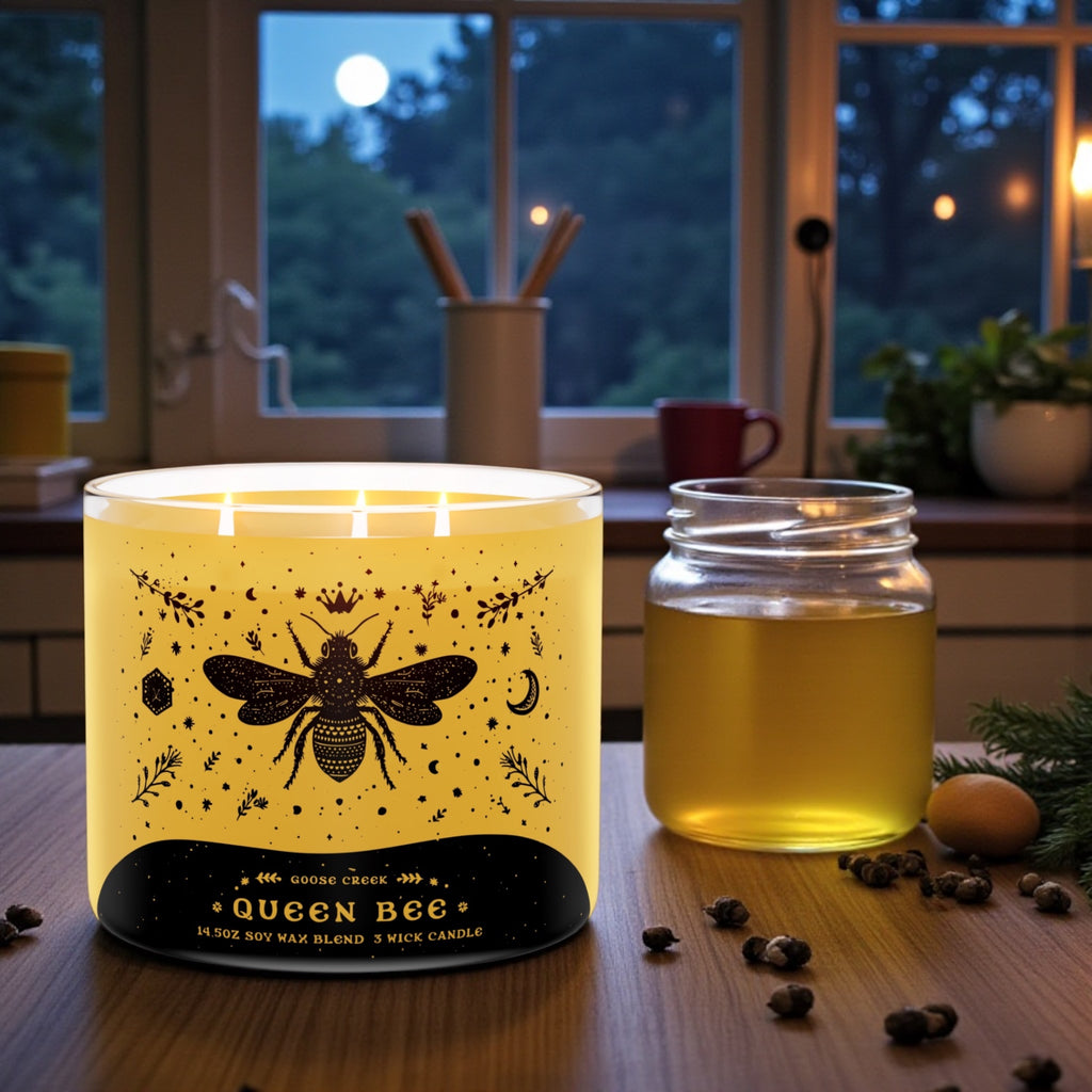 Queen Bee Candle 14.5oz & Artisanal (Birds in love design)got milk soap as a gift